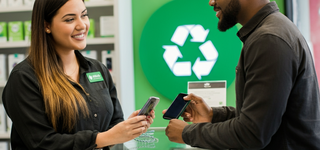 Person selling an iPhone in Brampton for instant cash at a local store.