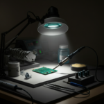 Image Alt Text (Primary Keyword): Microsoldering tools arranged for electronics repair